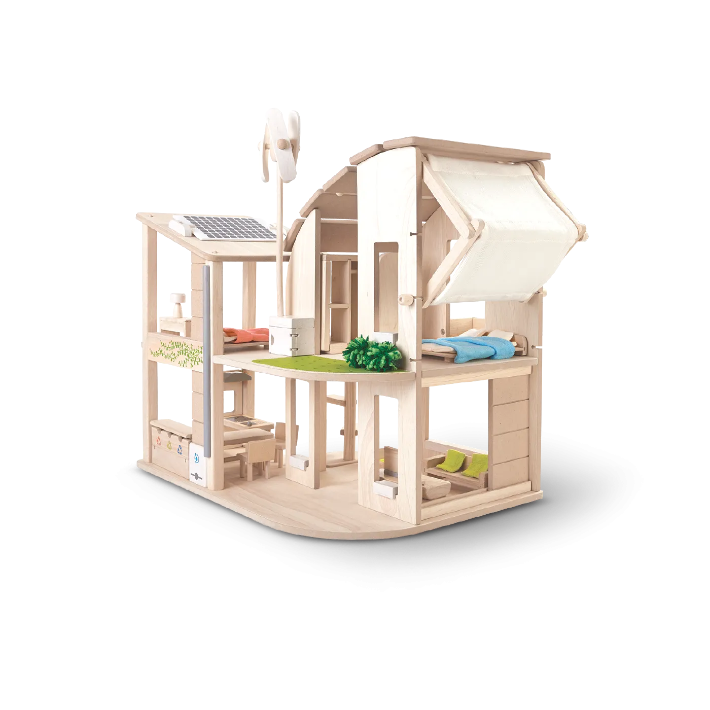 Green Dollhouse with Furniture
