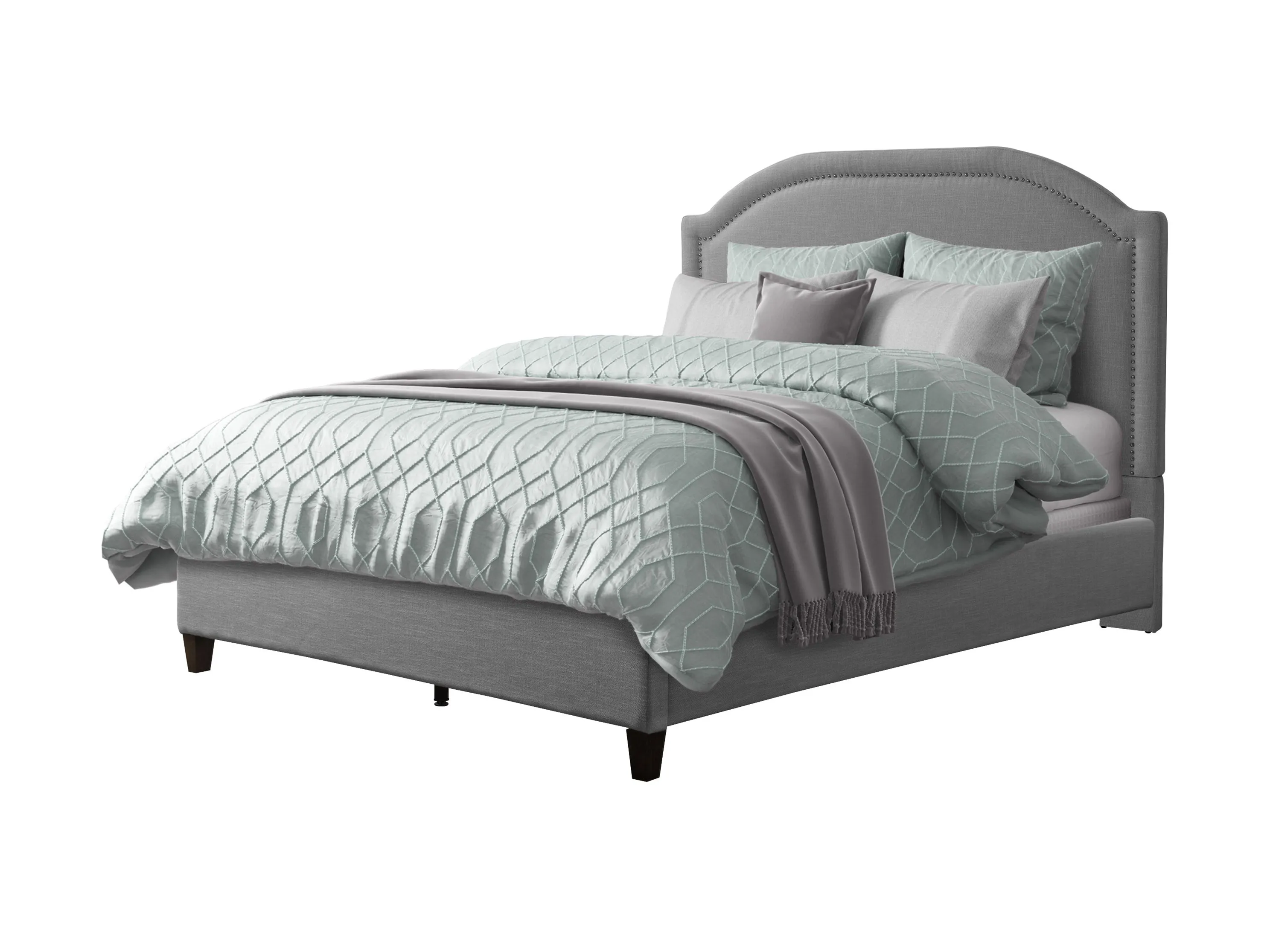 Grey Upholstered Queen Bed