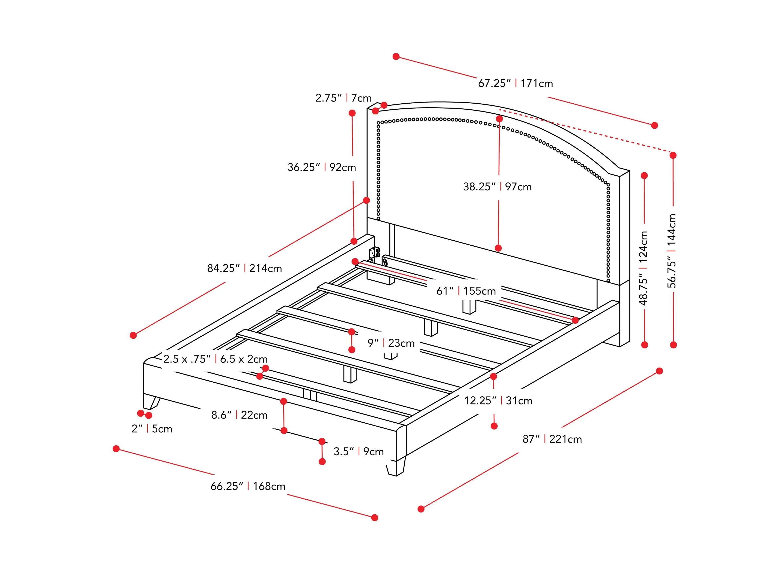 Grey Upholstered Queen Bed