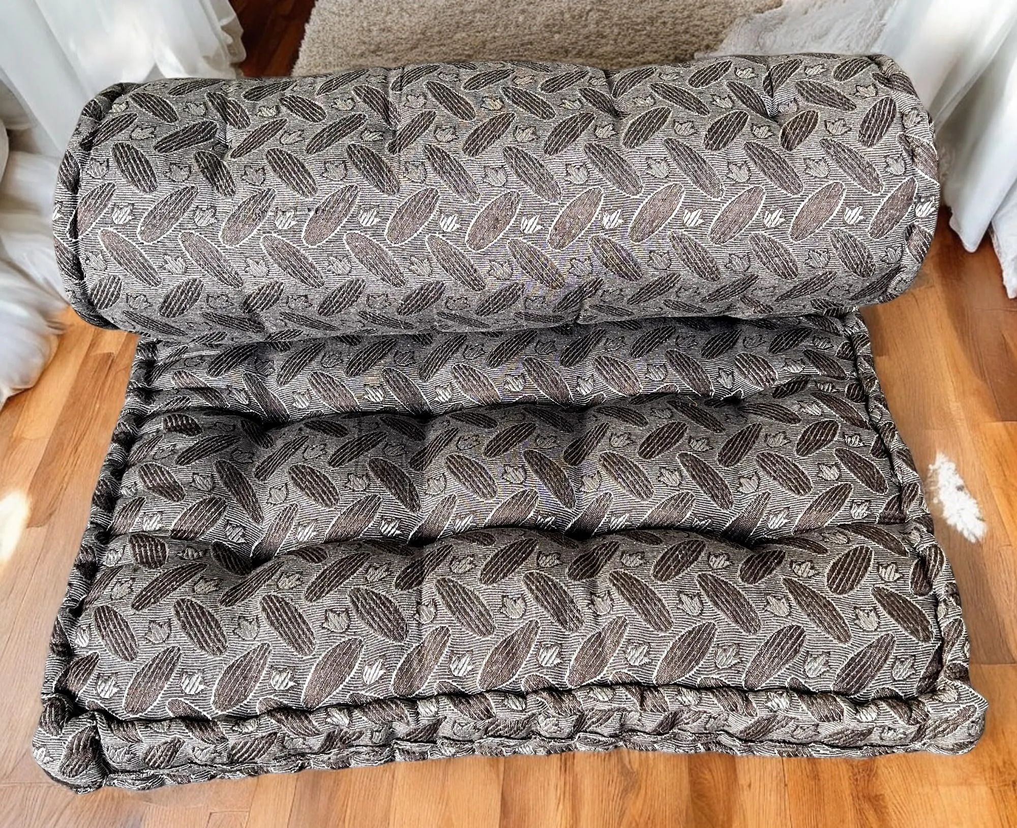 H B Msala Gadda Medium Firm Soft Cotton Quilt Mattress, Rectangle Type, Black Hosiery Cotton, Premium Shine Grey Box (4X 6 Double)