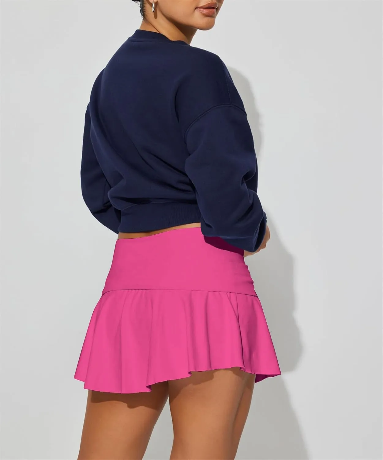 Hafailia Skorts for Women with Pockets Casual Fold Over Low Waist Pleated Tennis Athletic Mini Skirts with Shorts Underneath