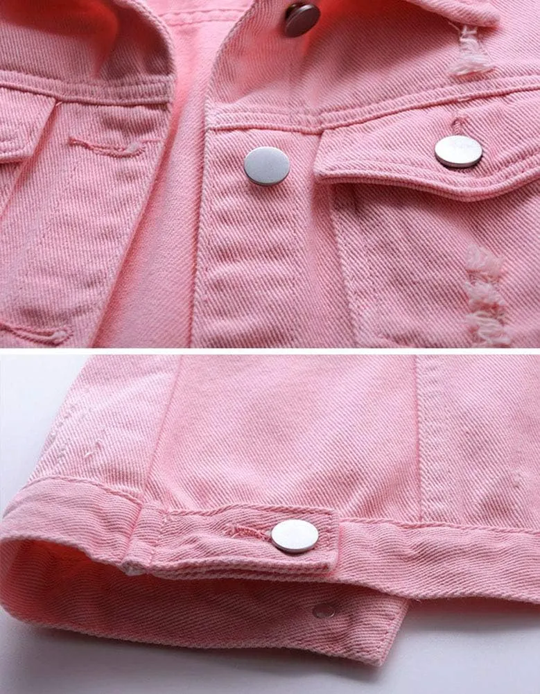 HALITOSS Women's Buttoned Washed Denim Jacket Sleeveless Crop Vest 6 Color
