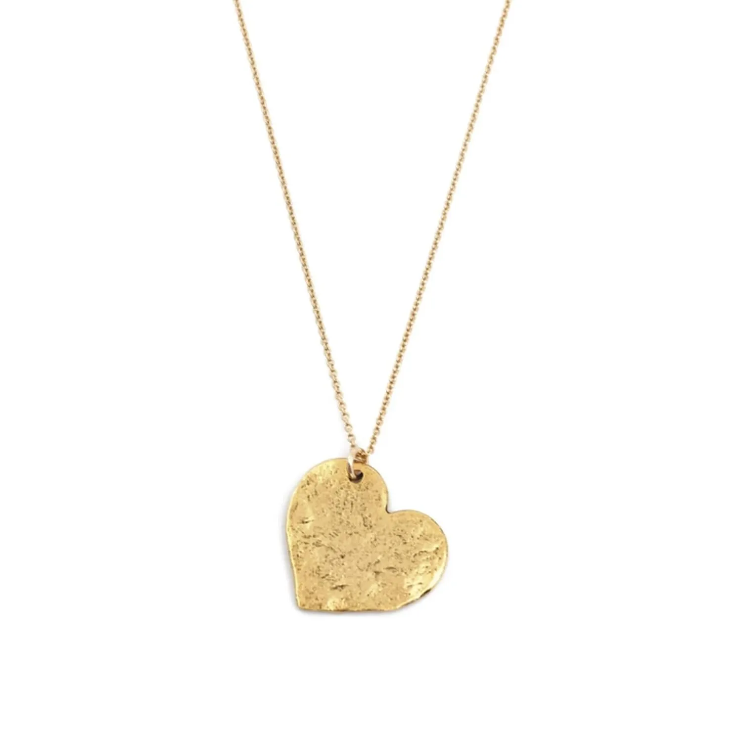 Hammered Heart Gold Necklace, Ladies Gold Plated Layering Necklace, Boho Heart Necklace for Layered Look (Regular, Gold)