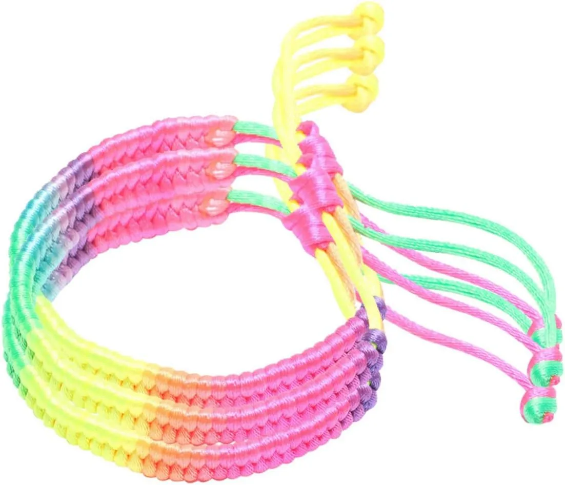 Hand-Woven Bracelet Set 10 Pcs Fashion Wristlets Braided Wrist Bands Women Men's Adjustable Bangle Colorful Hand Rope
