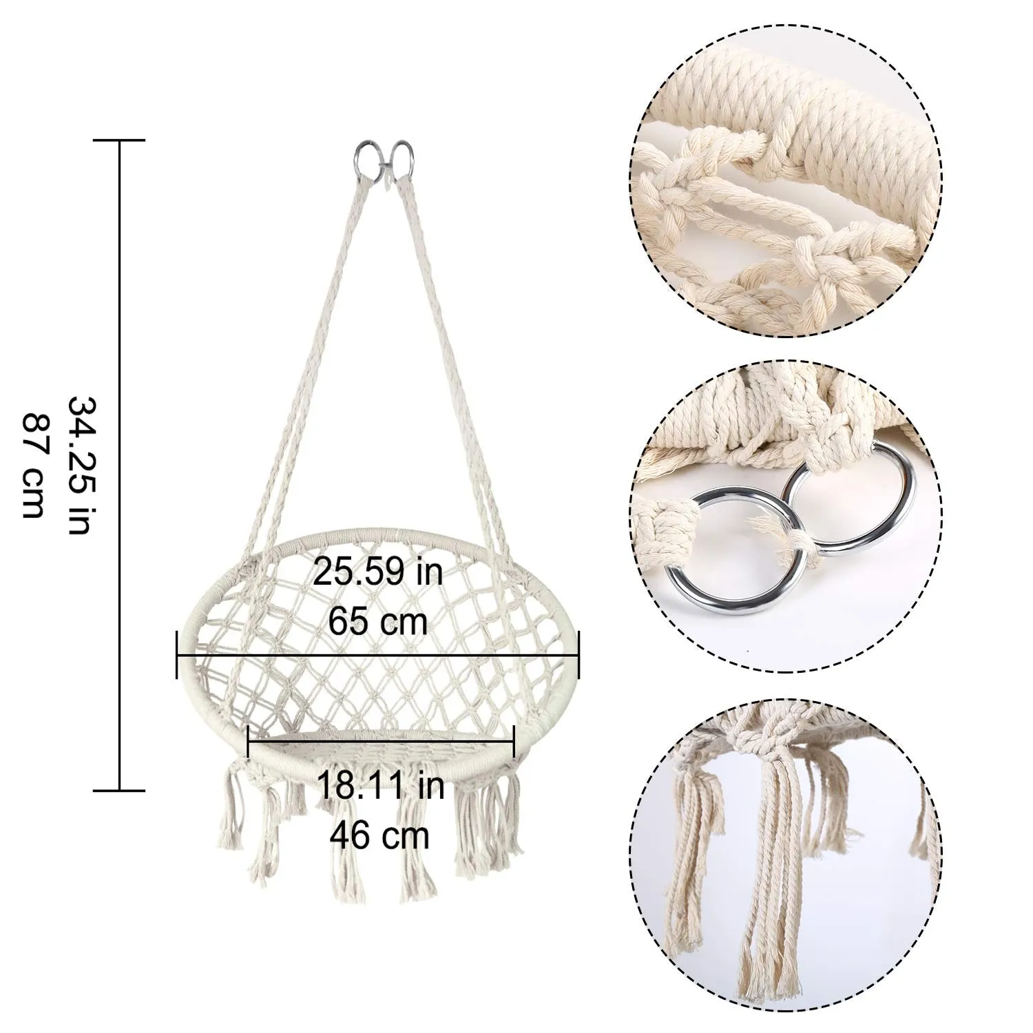 Handmade Knitted Macrame Hanging Swing Chair - Mertonzo