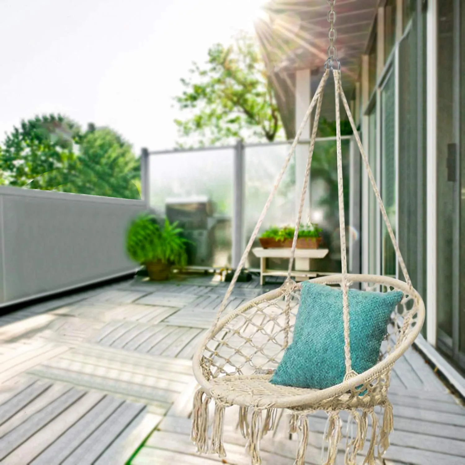 Handmade Knitted Macrame Hanging Swing Chair - Mertonzo