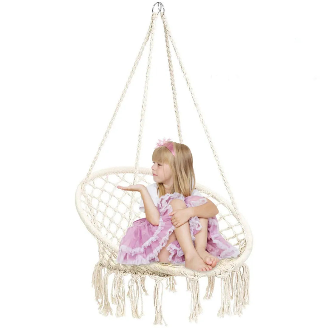Handmade Knitted Macrame Hanging Swing Chair - Mertonzo