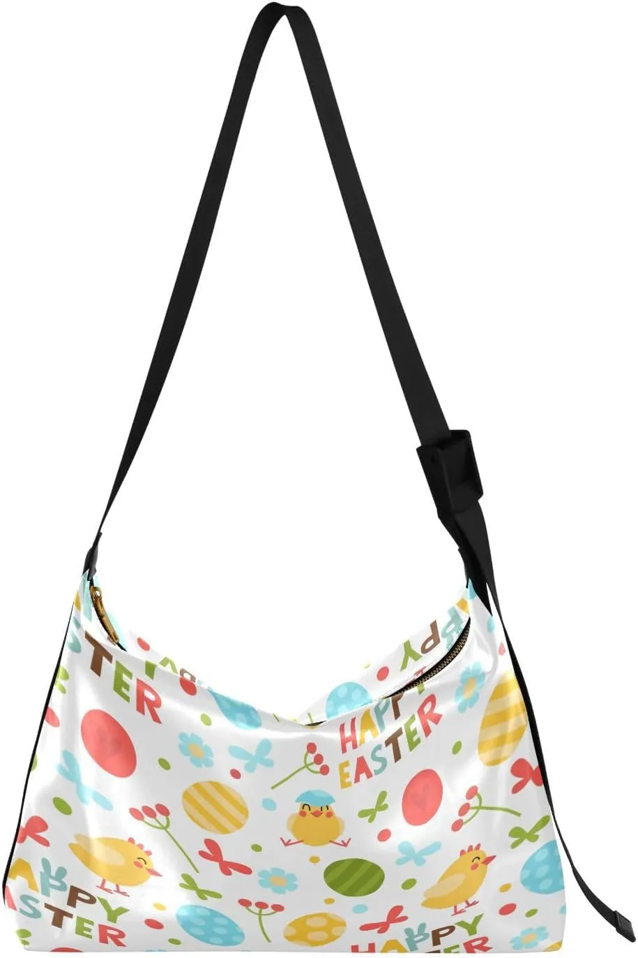 Happy Easter Theme Hobo Crossbody Bags for Women Leather Large Shoulder Bag Cross Body Trendy Womens Tote Bags Handbag for Travel Shopping