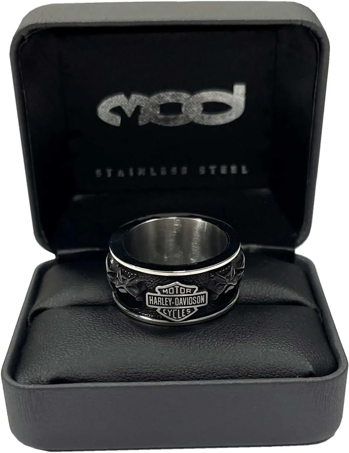 Harley-Davidson Men's Multiple Willie G Skull B&S Band Ring, Stainless Steel