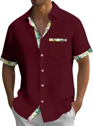 Hawaiian Shirts for Me Linen Short Sleeve Button Down Casual Shirt Business Dress Clothing Beach Fashion Summer Tops