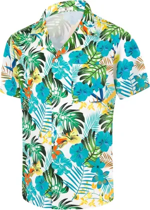Hawaiian Shirts for Men Casual Beach Summer Shirt Floral Button Down Tropical Holiday Short Sleeve Shirts