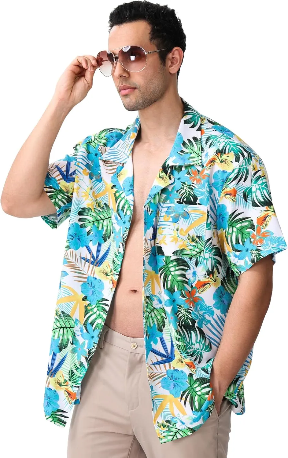 Hawaiian Shirts for Men Casual Beach Summer Shirt Floral Button Down Tropical Holiday Short Sleeve Shirts