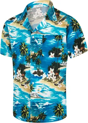 Hawaiian Shirts for Men Casual Beach Summer Shirt Floral Button Down Tropical Holiday Short Sleeve Shirts