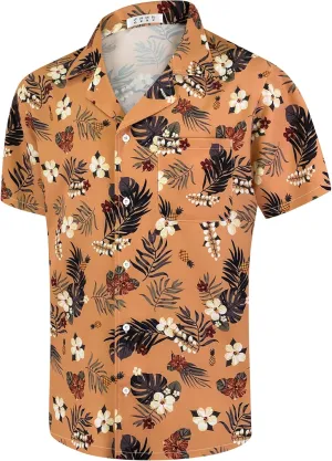 Hawaiian Shirts for Men Casual Beach Summer Shirt Floral Button Down Tropical Holiday Short Sleeve Shirts