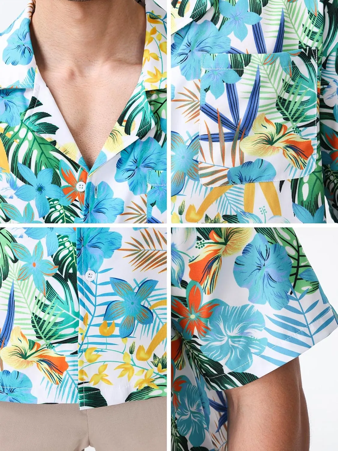 Hawaiian Shirts for Men Casual Beach Summer Shirt Floral Button Down Tropical Holiday Short Sleeve Shirts