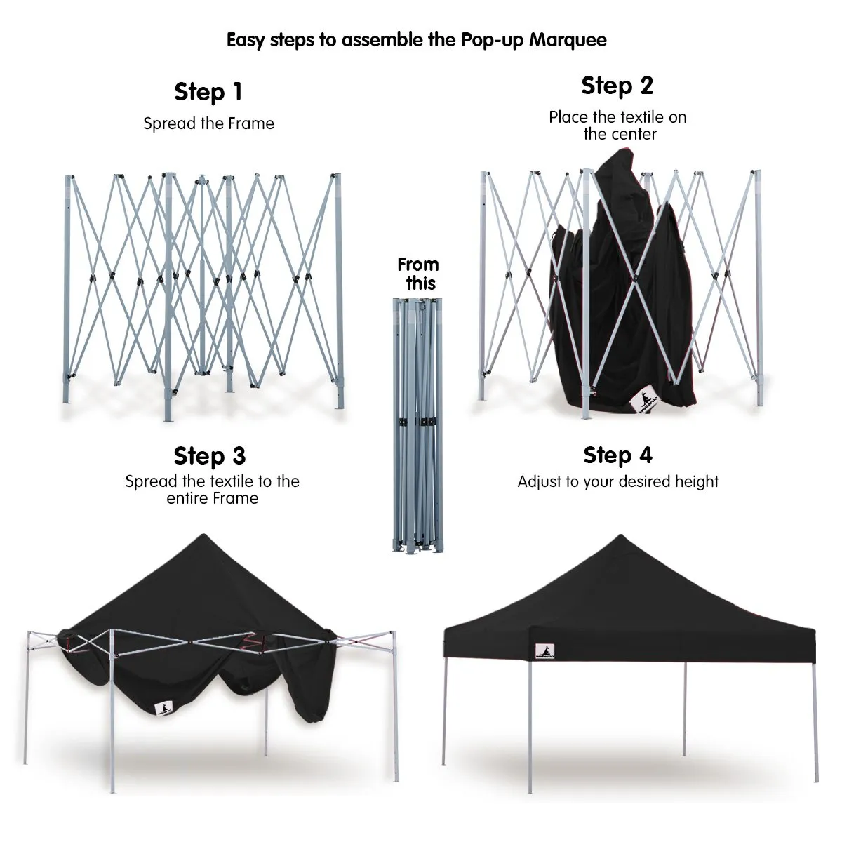 Heavy Duty 3x3 Pop-Up Gazebo Tent, Black, Wallaroo