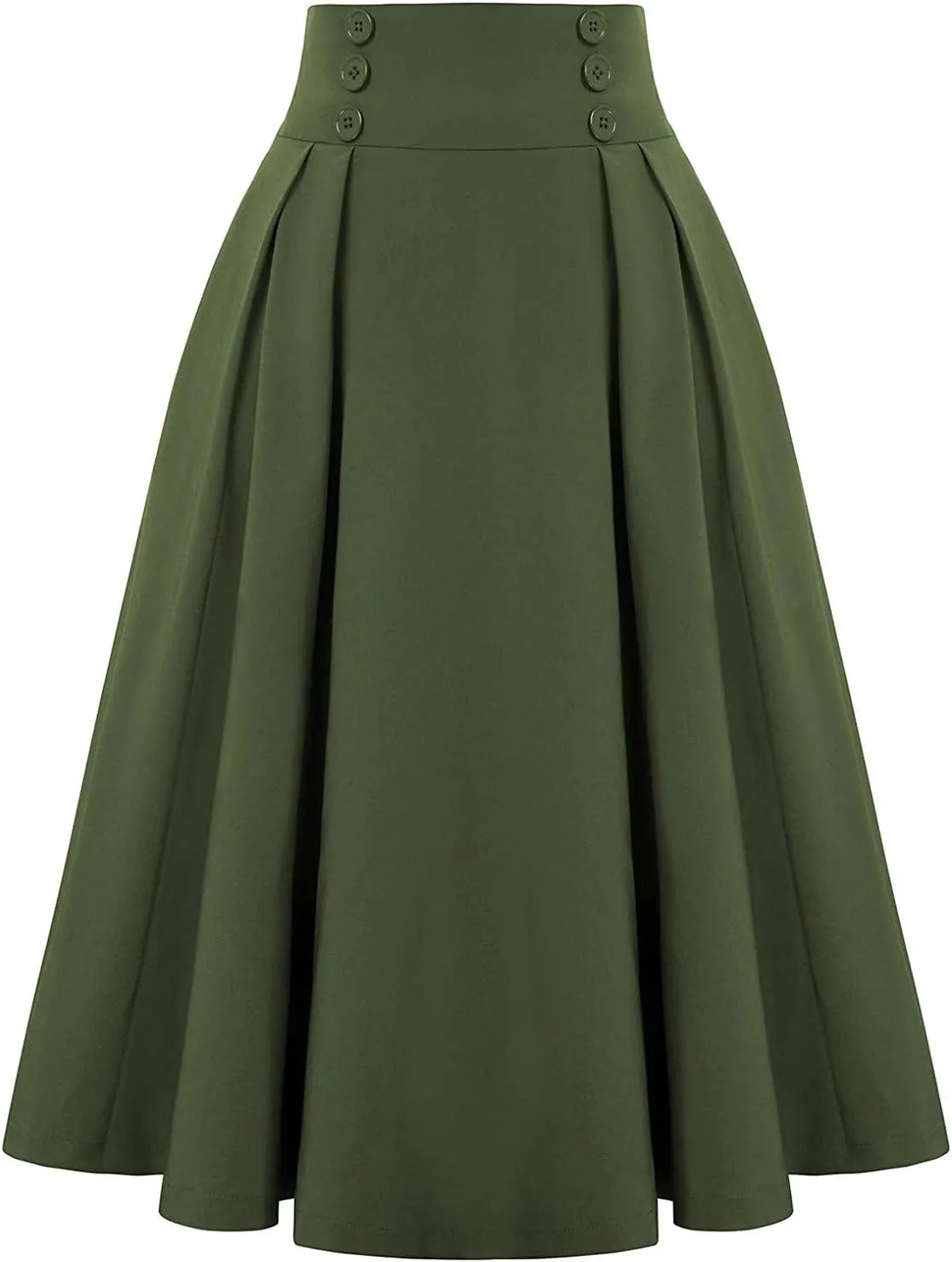 High Waisted Midi Skirt Women Vintage Skirts A Line Swing Skirt Elegant Maxi Skirts Dressy Skirt Elastic Summer Skirt