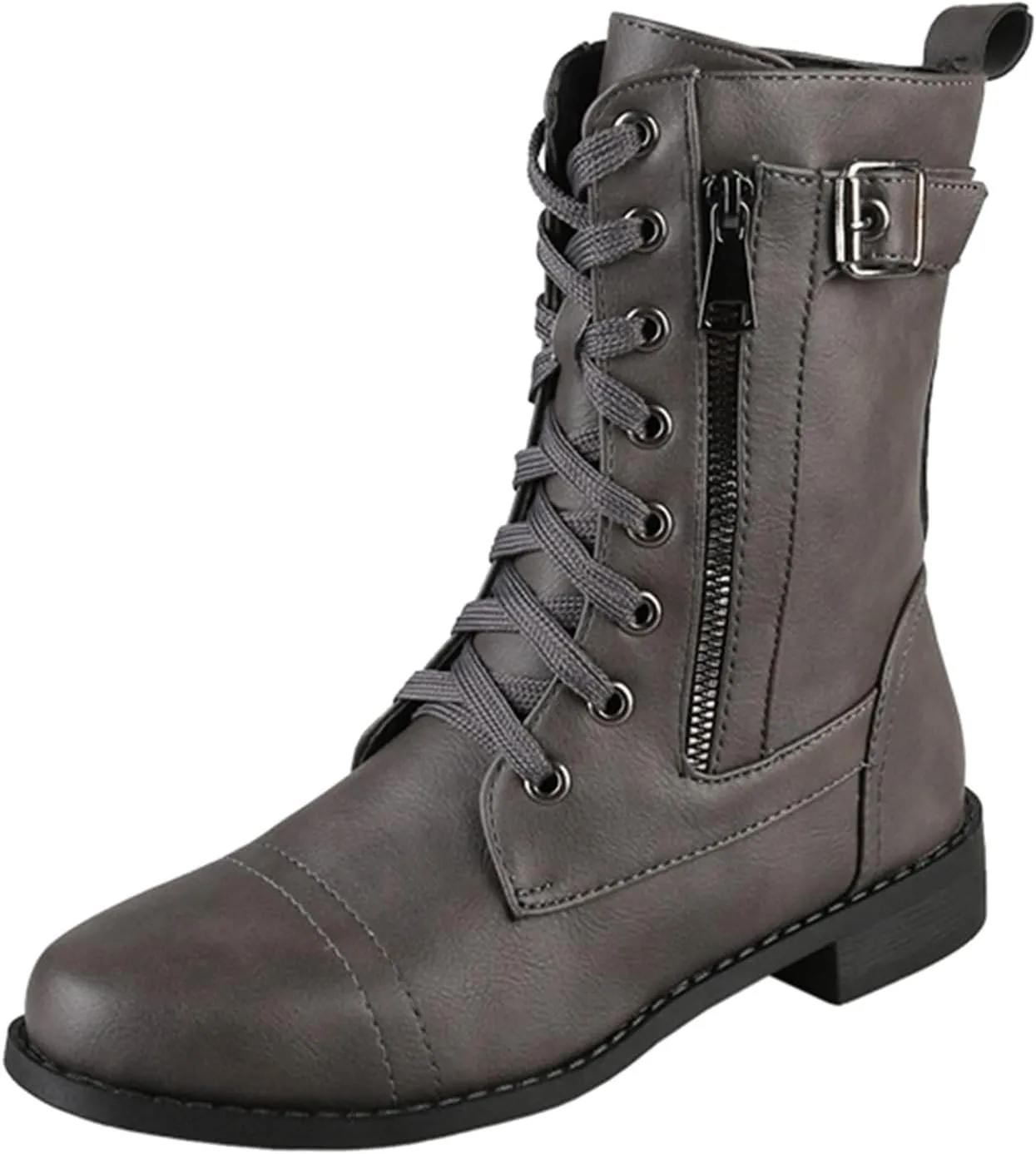 Hiking Boots Women Ankle Ladies Booties Ankle Boot Womens Work Boots Steel Toe Ankle Bootie for Women Low Heel Fashion Round Toe Chunky Block Low Heel Vintage