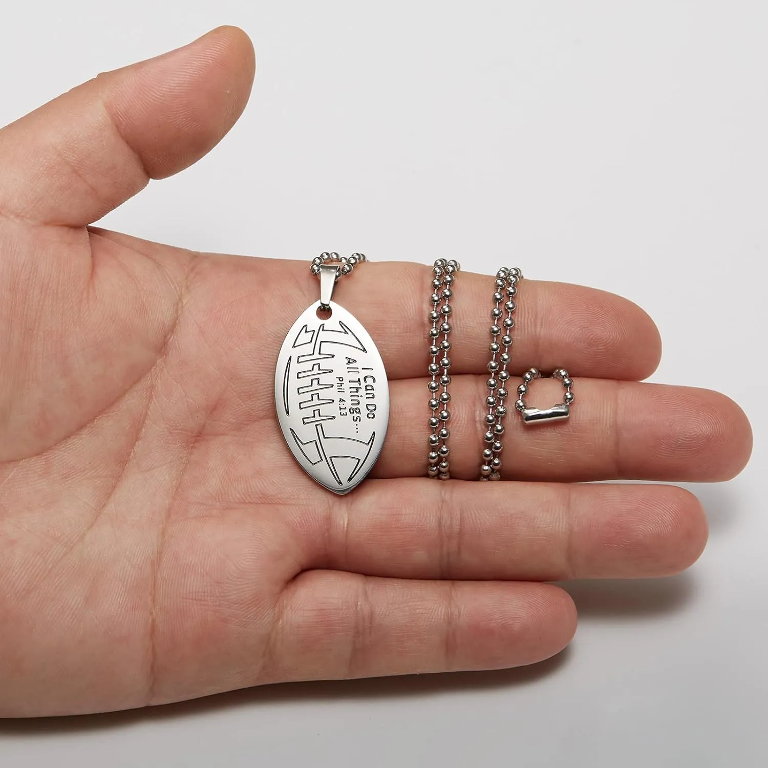 HOFOYA Sports Athletes Necklace with Inspiring Bible Quote from Phil 4:13 Baseball Basketball Football Soccer Volleyball Pendant Jewelry Gift for Men Teen boys girls,Christ Baptist gifts.