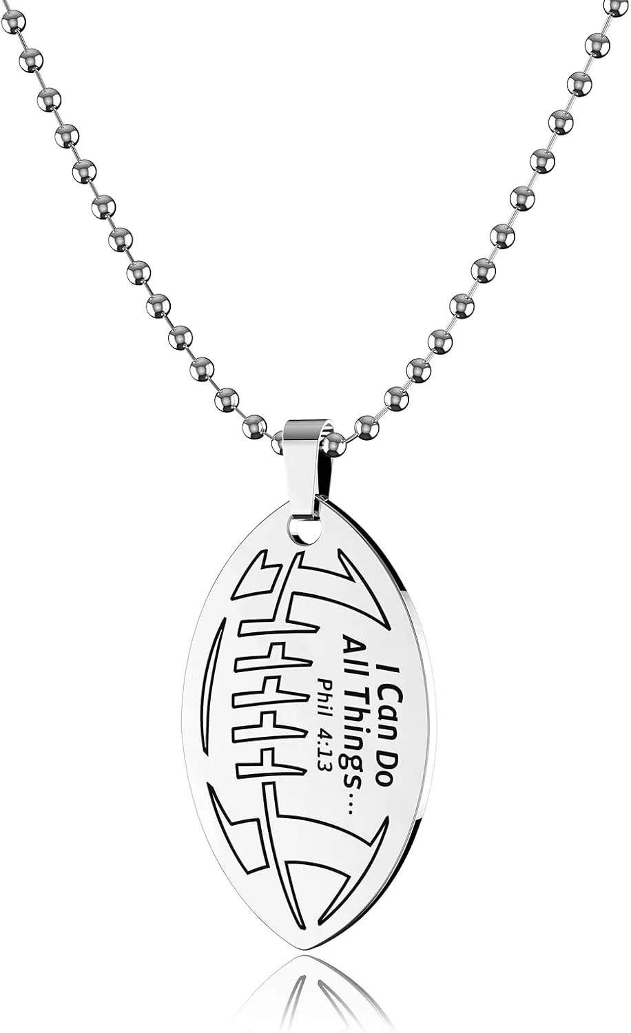 HOFOYA Sports Athletes Necklace with Inspiring Bible Quote from Phil 4:13 Baseball Basketball Football Soccer Volleyball Pendant Jewelry Gift for Men Teen boys girls,Christ Baptist gifts.