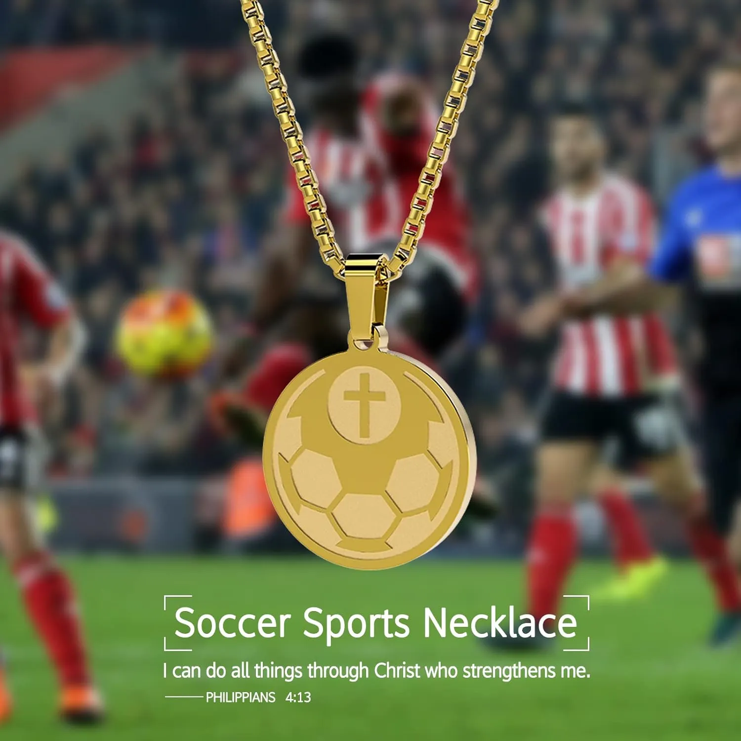 HOFOYA Sports Athletes Necklace with Inspiring Bible Quote from Phil 4:13 Baseball Basketball Football Soccer Volleyball Pendant Jewelry Gift for Men Teen boys girls,Christ Baptist gifts.