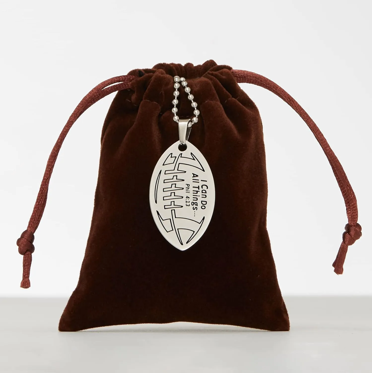 HOFOYA Sports Athletes Necklace with Inspiring Bible Quote from Phil 4:13 Baseball Basketball Football Soccer Volleyball Pendant Jewelry Gift for Men Teen boys girls,Christ Baptist gifts.