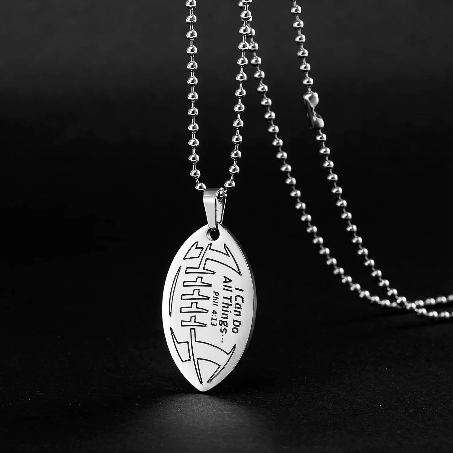 HOFOYA Sports Athletes Necklace with Inspiring Bible Quote from Phil 4:13 Baseball Basketball Football Soccer Volleyball Pendant Jewelry Gift for Men Teen boys girls,Christ Baptist gifts.