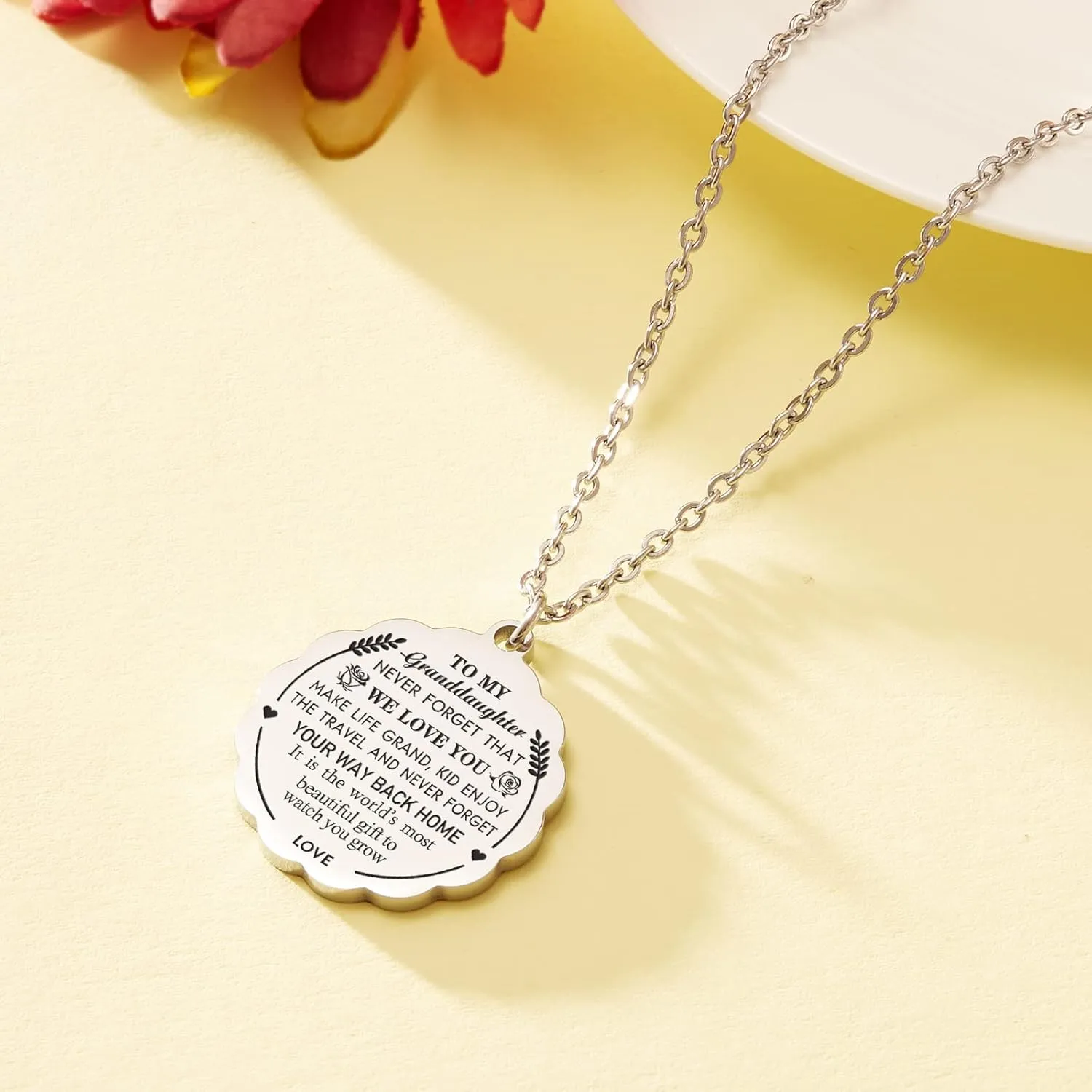 HOFOYA To My Daughter Inspirational Sunflower Pendnat Necklace,Sister Necklace from Sister Brother,Daughter Sister Granddaughter Birthday Gift,Mothers Day Valentines Gifts for Family or Friendship.