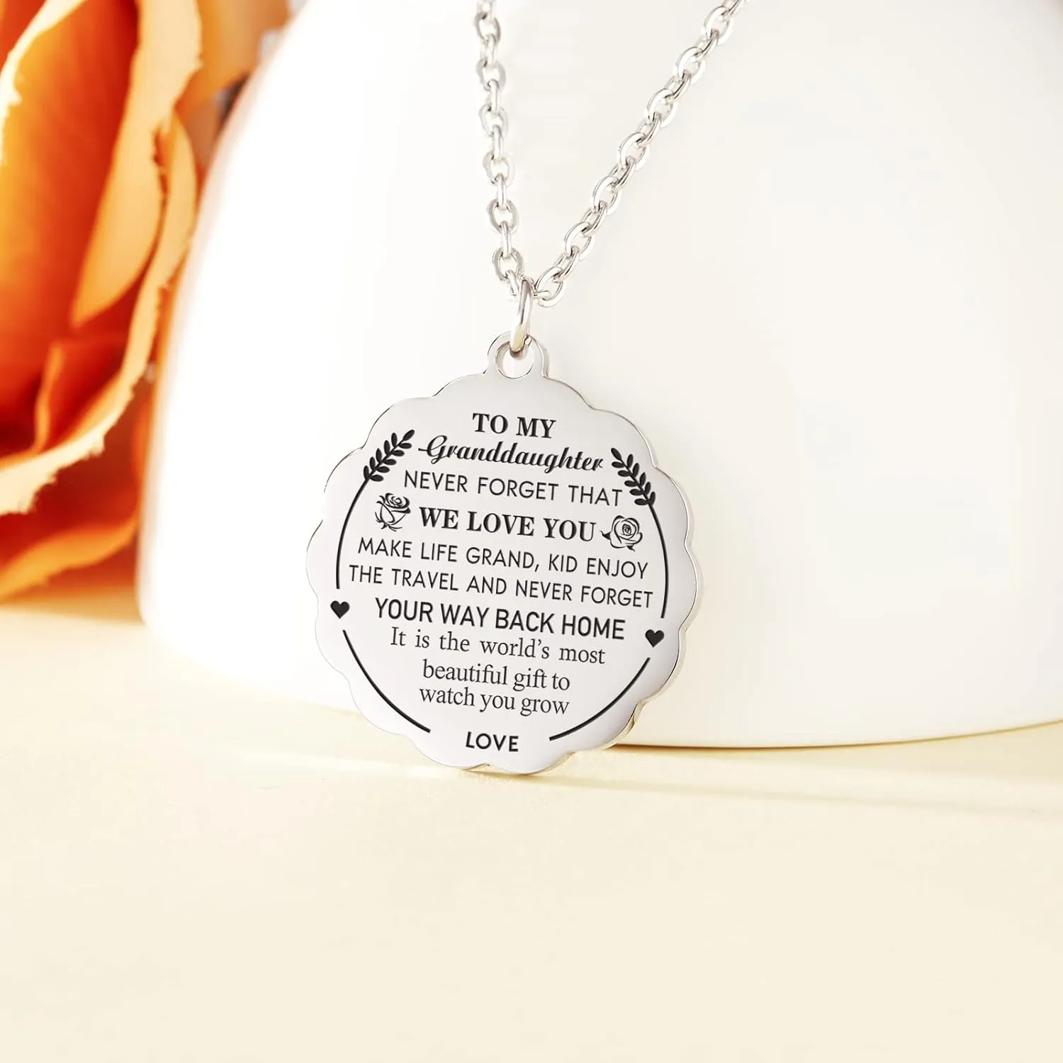HOFOYA To My Daughter Inspirational Sunflower Pendnat Necklace,Sister Necklace from Sister Brother,Daughter Sister Granddaughter Birthday Gift,Mothers Day Valentines Gifts for Family or Friendship.