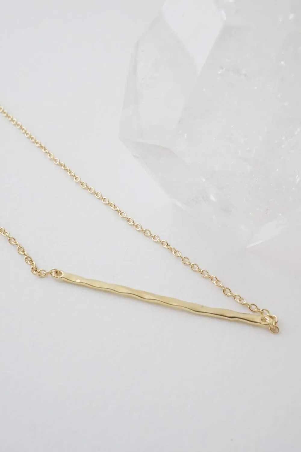 Honeycat Hammered Classic Bar Necklace in Gold, Rose Gold, or Silver | Minimalist, Delicate Jewelry