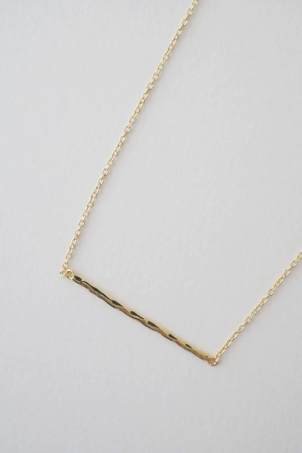 Honeycat Hammered Classic Bar Necklace in Gold, Rose Gold, or Silver | Minimalist, Delicate Jewelry