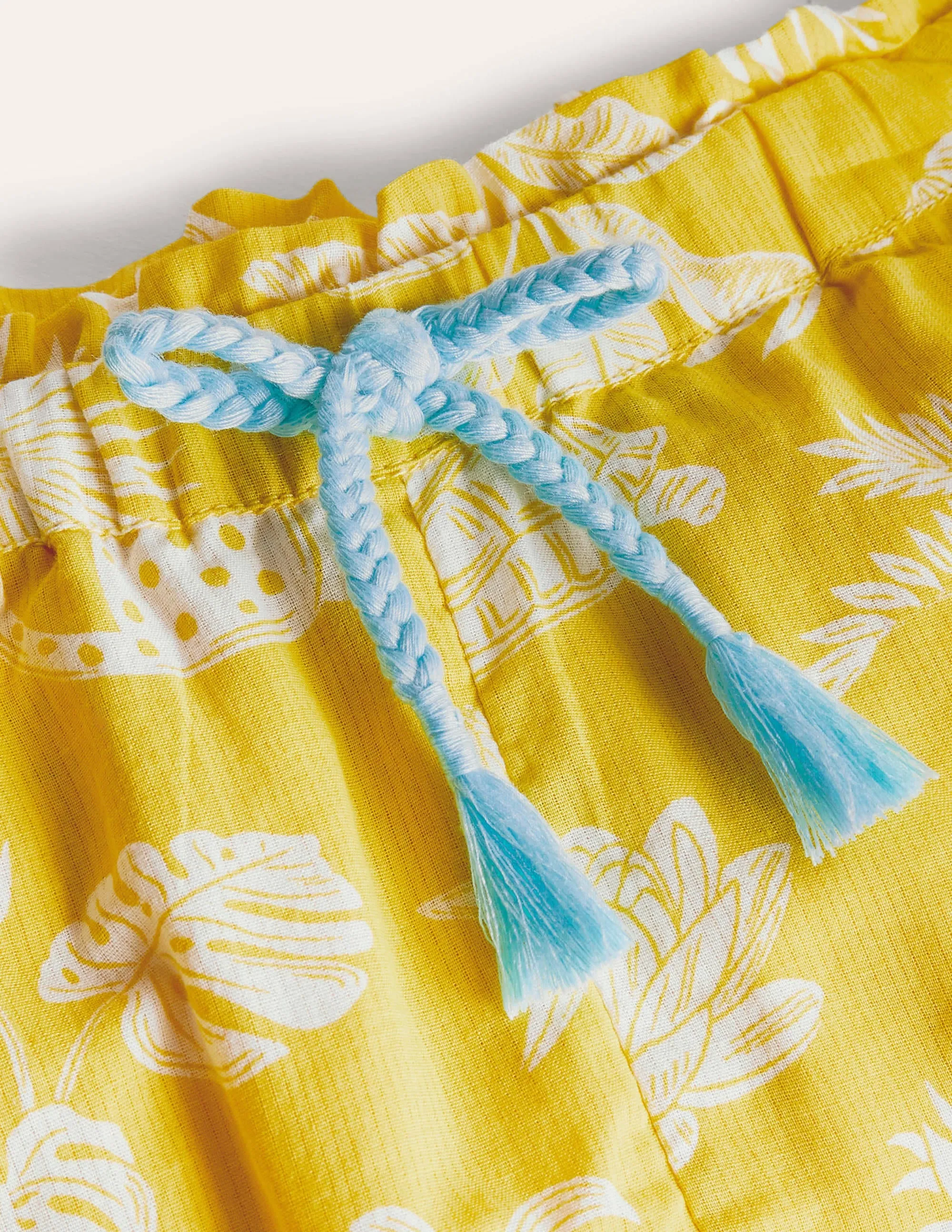 Hotchpotch Frill Shorts-Sweetcorn Yellow Botanical