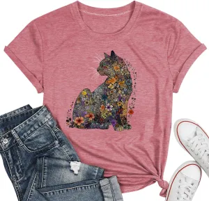 Hummingbird Shirt for Women Funny Women's Flower Graphic Tees Cute Bird Lover Short Sleeve Shirts 