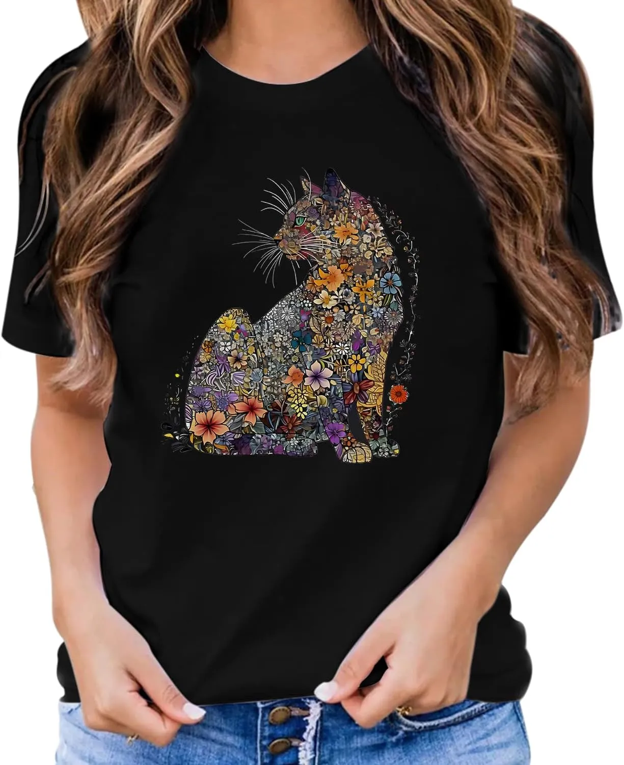 Hummingbird Shirt for Women Funny Women's Flower Graphic Tees Cute Bird Lover Short Sleeve Shirts 