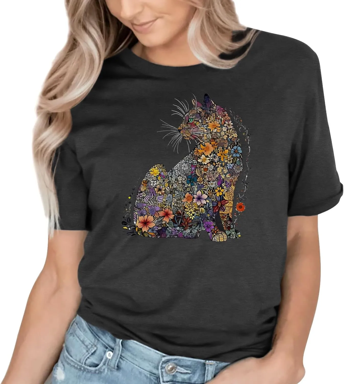 Hummingbird Shirt for Women Funny Women's Flower Graphic Tees Cute Bird Lover Short Sleeve Shirts 