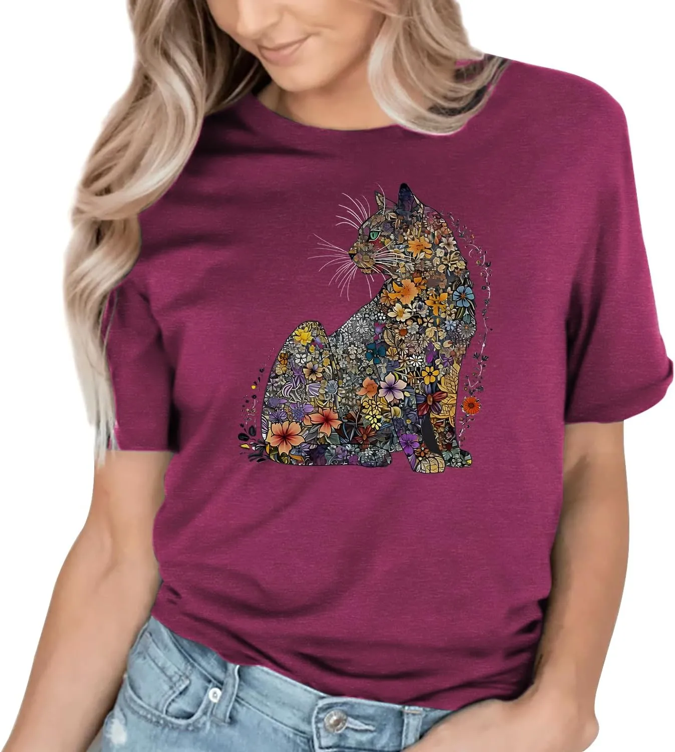 Hummingbird Shirt for Women Funny Women's Flower Graphic Tees Cute Bird Lover Short Sleeve Shirts 