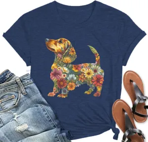 Hummingbird Shirt for Women Funny Women's Flower Graphic Tees Cute Bird Lover Short Sleeve Shirts 