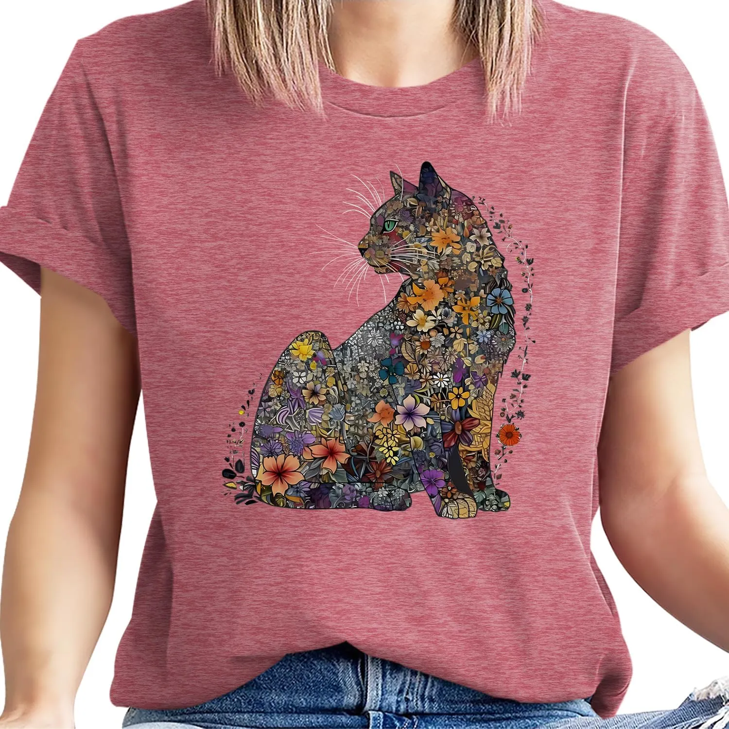Hummingbird Shirt for Women Funny Women's Flower Graphic Tees Cute Bird Lover Short Sleeve Shirts 
