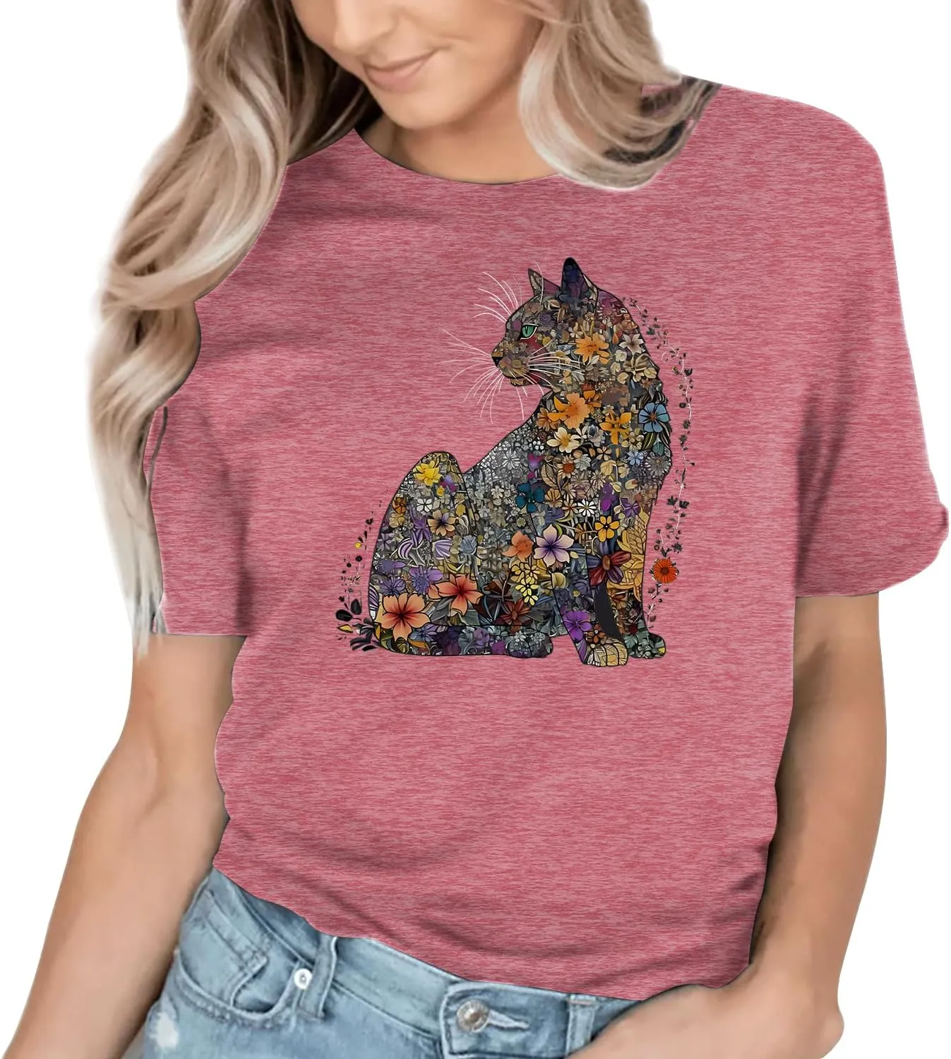 Hummingbird Shirt for Women Funny Women's Flower Graphic Tees Cute Bird Lover Short Sleeve Shirts 