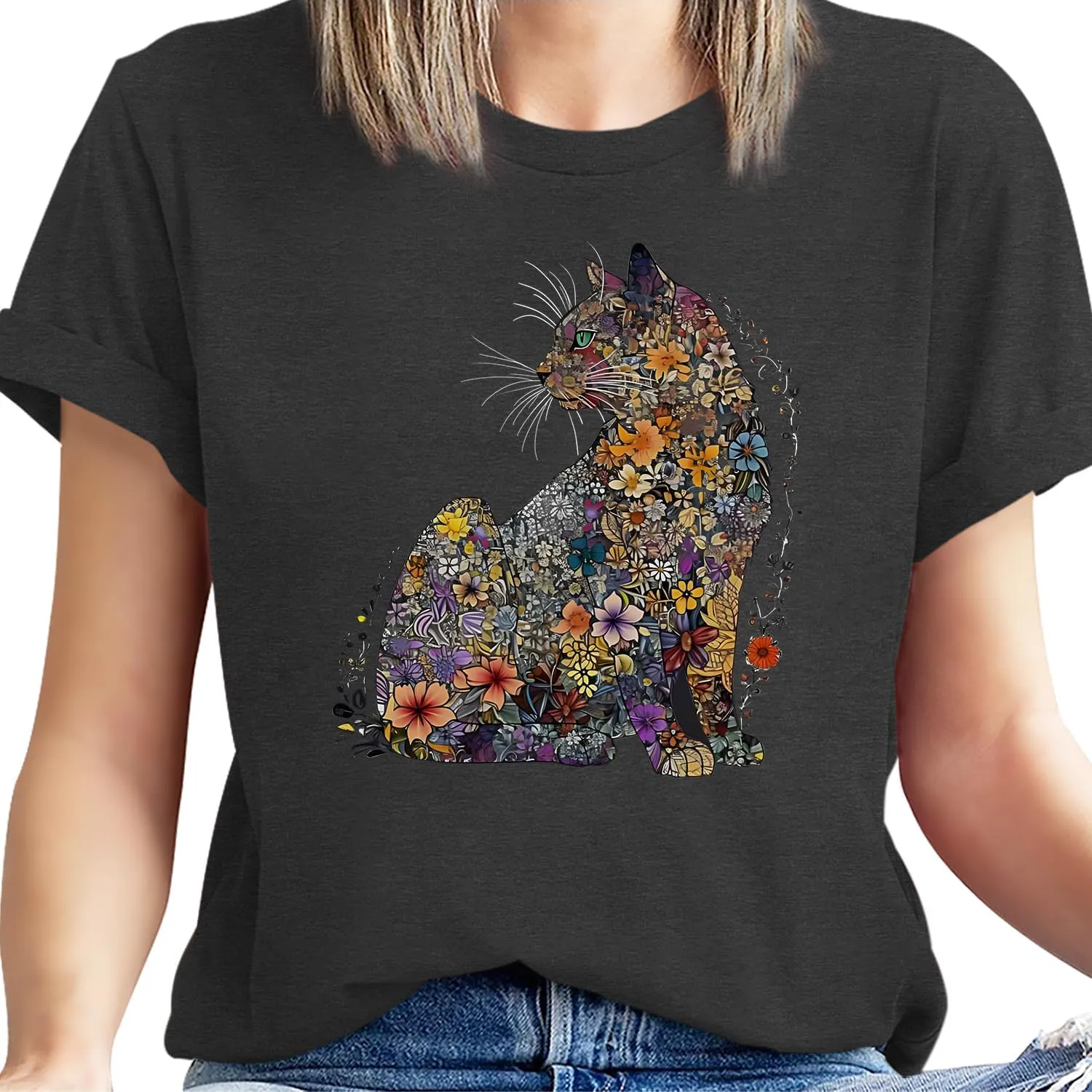 Hummingbird Shirt for Women Funny Women's Flower Graphic Tees Cute Bird Lover Short Sleeve Shirts 