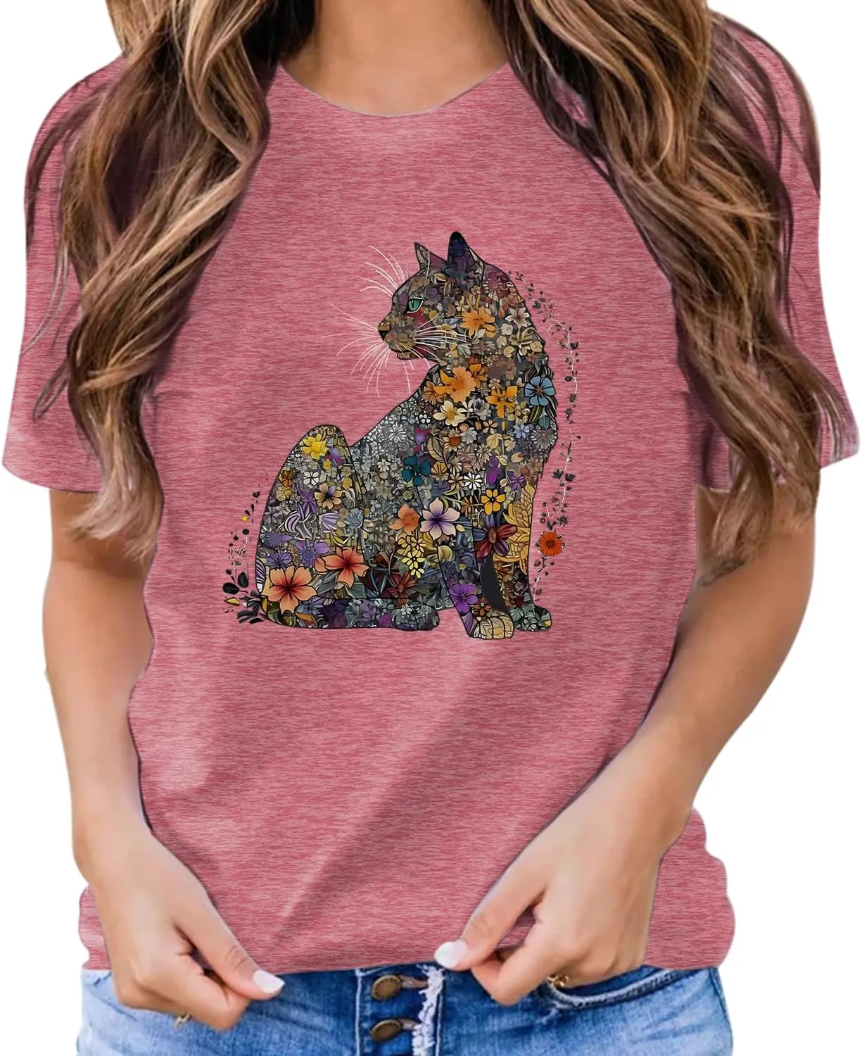 Hummingbird Shirt for Women Funny Women's Flower Graphic Tees Cute Bird Lover Short Sleeve Shirts 