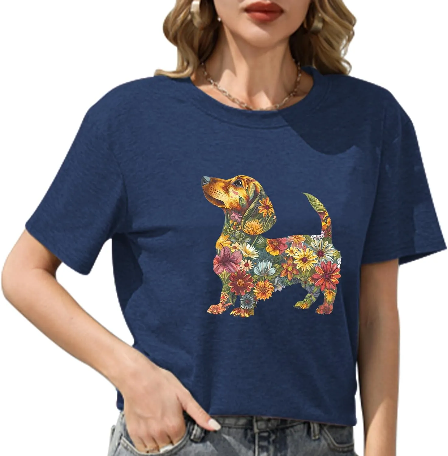 Hummingbird Shirt for Women Funny Women's Flower Graphic Tees Cute Bird Lover Short Sleeve Shirts 