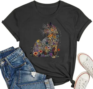 Hummingbird Shirt for Women Funny Women's Flower Graphic Tees Cute Bird Lover Short Sleeve Shirts 