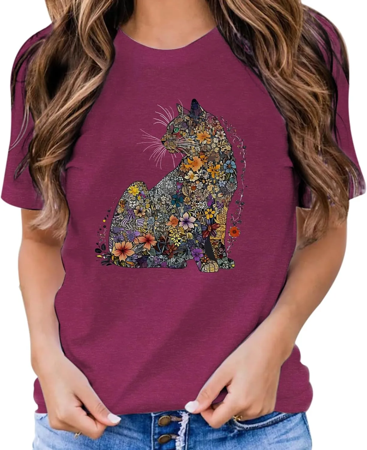 Hummingbird Shirt for Women Funny Women's Flower Graphic Tees Cute Bird Lover Short Sleeve Shirts 