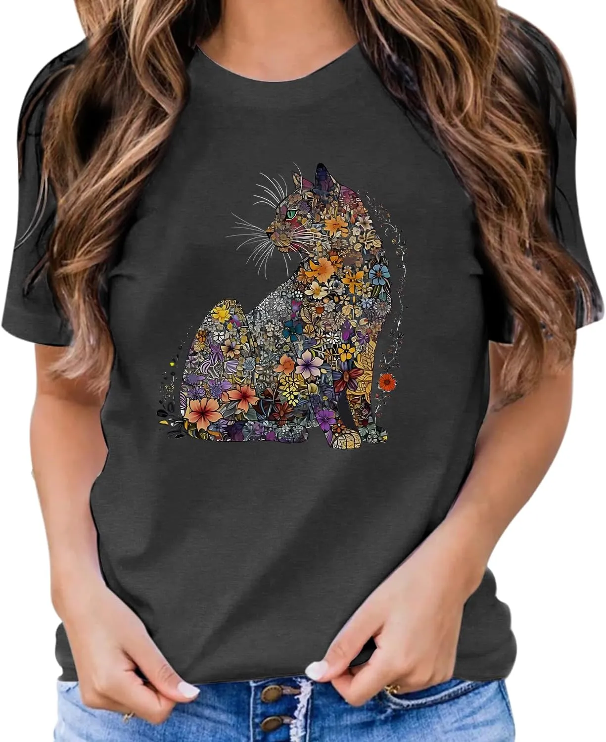 Hummingbird Shirt for Women Funny Women's Flower Graphic Tees Cute Bird Lover Short Sleeve Shirts 
