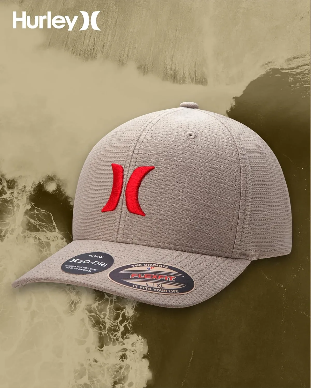 Hurley Men's Baseball Cap  Lightweight Curved Bill H2O Dri Fitted Caps for Men