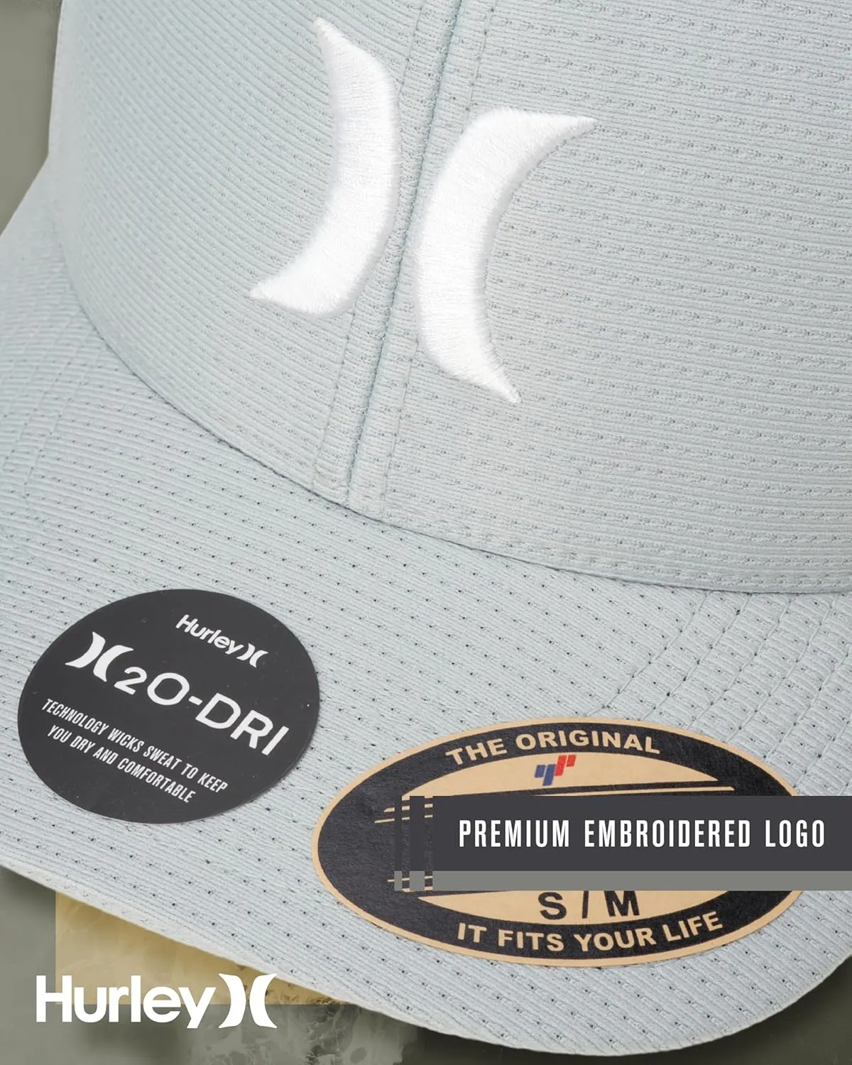 Hurley Men's Baseball Cap  Lightweight Curved Bill H2O Dri Fitted Caps for Men