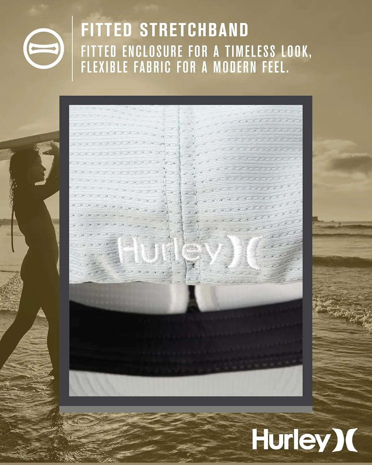 Hurley Men's Baseball Cap  Lightweight Curved Bill H2O Dri Fitted Caps for Men