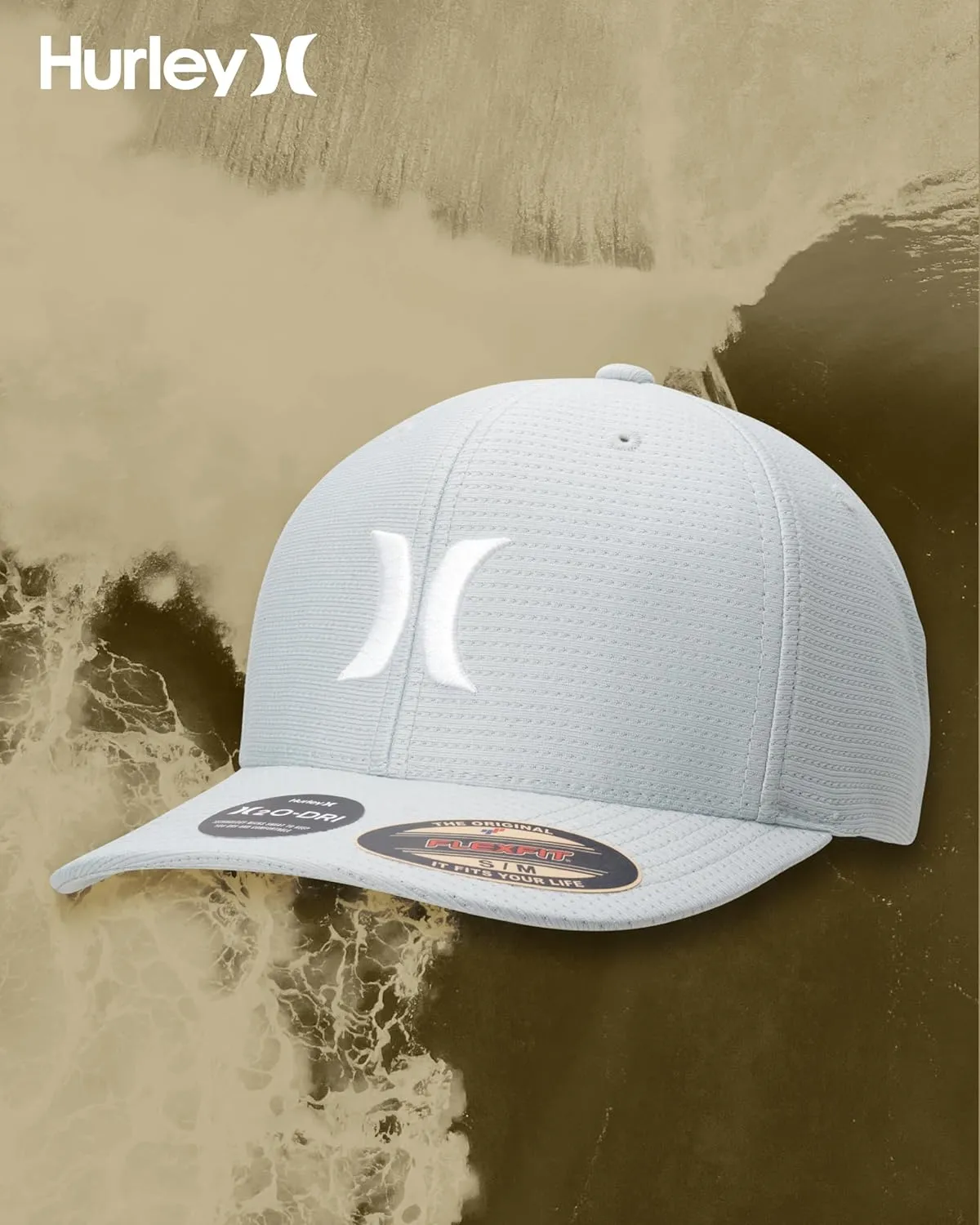 Hurley Men's Baseball Cap  Lightweight Curved Bill H2O Dri Fitted Caps for Men