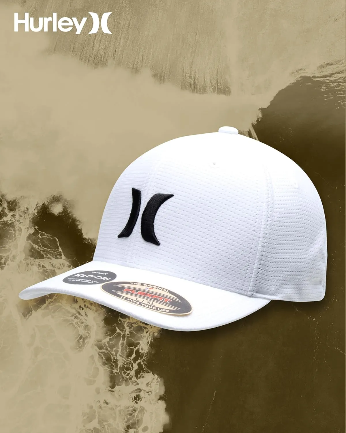 Hurley Men's Baseball Cap  Lightweight Curved Bill H2O Dri Fitted Caps for Men